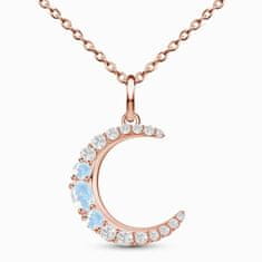 Royal Fashion Royal Fashion náhrdelník Měsíc s drahokamem Moonstonem 14k růžové zlato Vermeil GU-DR22122N-ROSEGOLD-MOONSTONE