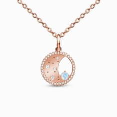 Royal Fashion Royal Fashion náhrdelník Měsíční poklad s drahokamy Moonstone 14k růžové zlato Vermeil GU-DR22121N-ROSEGOLD-MOONSTONE