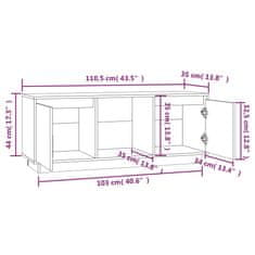 Greatstore TV skříňka bílá 110,5 x 35 x 44 cm masivní borové dřevo