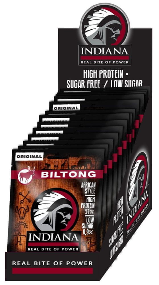 Indiana sušené maso Jerky Biltong hovězí Original 375g