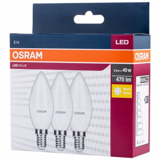 Osram LED SVÍČKA E14 4,9W 40W 2700K OSRAM 3-BALÍČEK