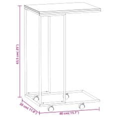 Vidaxl Odkládací stolek s kolečky černý 40x30x63,5 cm kompozitní dřevo