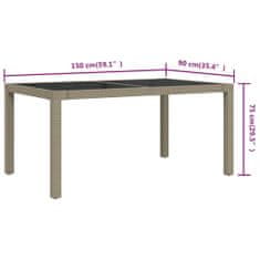 Petromila Zahradní stůl 150 x 90 x 75 cm tvrzené sklo a polyratan béžový