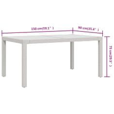 Petromila Zahradní stůl 150 x 90 x 75 cm tvrzené sklo a polyratan bílý