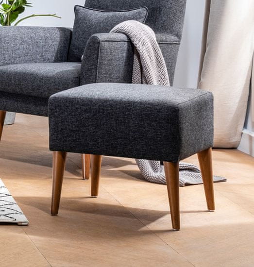 Atelier Del Sofa Taburet Zeni Puf - Dark Grey, Tmavá Šedá