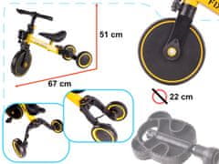 WOWO Multifunkční Tříkolka Trike Fix Mini 3v1 s Žlutými Pedály pro Děti