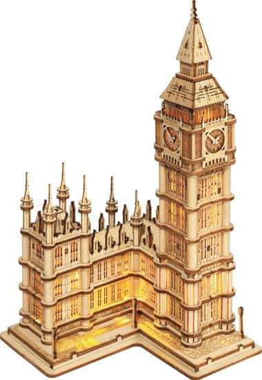 Robotime Rolife Svítící 3D dřevěné puzzle Big Ben 220 dílků