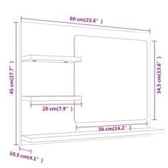 Greatstore Koupelnové zrcadlo šedé sonoma 60x10,5x45 cm kompozitní dřevo