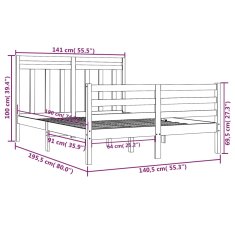 Greatstore Rám postele černý masivní dřevo 135 x 190 cm Double