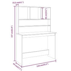 Greatstore Psací stůl s policemi kouřový dub 110 x 45 x 157 cm kompozit