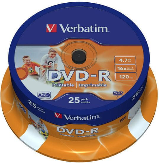 Verbatim DVD-R Printable (Inkjet) 16x 4,7GB spindl 25ks