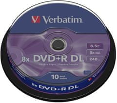 Verbatim DVD+R DL 8x 8,5GB spindl 10ks (43666)