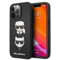 Karl Lagerfeld KLHCP13LSAKICKCBK hard silikonové pouzdro iPhone 13 / 13 Pro 6.1" black Saffiano Karl & Choupette