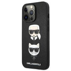 Karl Lagerfeld KLHCP13LSAKICKCBK hard silikonové pouzdro iPhone 13 / 13 Pro 6.1" black Saffiano Karl & Choupette