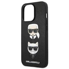 Karl Lagerfeld KLHCP13LSAKICKCBK hard silikonové pouzdro iPhone 13 / 13 Pro 6.1" black Saffiano Karl & Choupette