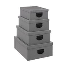 Northix 4x úložný box, různé velikosti – šedá 