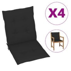 Petromila Podušky na židli nízké opěradlo 4 ks černé 100x50x3 cm oxford