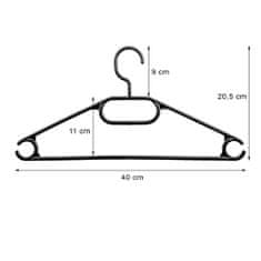 Jagiello 15 ks Šatních Ramínek Věšák Na Oblečení Plastové Univerzální Sada - Černá
