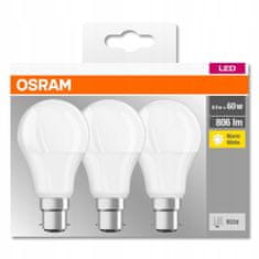 Osram 3PAK LED žárovka B22d 8,5W = 60W OSRAM HEAT 2700K