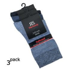 RS dámské hladké bavlněné zdravotní ponožky bez gumiček 13317 3-pack, modrá džínová, 39-42