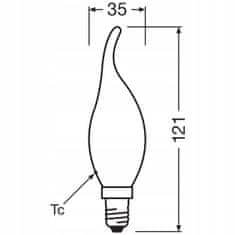 Osram LED žárovka Plamen E14 2,5W 2700K Filament Tepla bila 