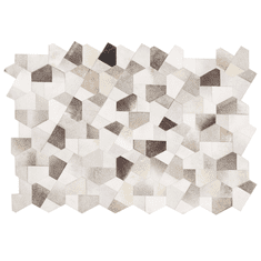 Beliani Kožený koberec patchwork 160 x 230 cm šedý a béžový VARTO