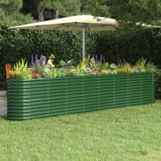 Vidaxl Zahradní truhlík práškově lakovaná ocel 332 x 40 x 68 cm zelený