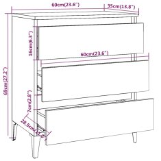 Vidaxl Příborník kouřový dub 60 x 35 x 69 cm kompozitní dřevo