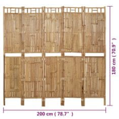 Petromila 5dílný paraván bambus 200 x 180 cm