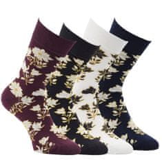 RS dámské bambusové vzorované ponožky květy 6102922 4-pack, 39-42