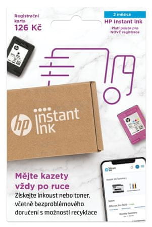 HP Instant Ink registrační karta