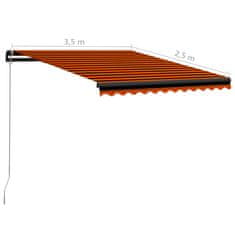 Vidaxl Ručně zatahovací markýza s LED světlem 350x250 cm oranžovohnědá