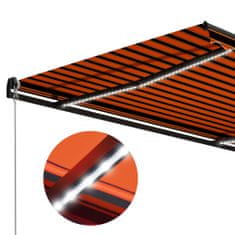 Vidaxl Ručně zatahovací markýza LED světlo 300x250 cm oranžová a hnědá