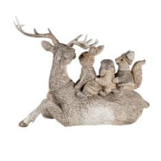 Clayre & Eef Dekorativní figurka jelena s lesními zvířátky 6PR4654