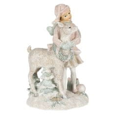 Clayre & Eef Dekorativní figurka děvčátka se srnečkou 6PR4675