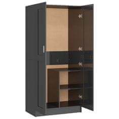 Greatstore Šatní skříň šedá s vysokým leskem 82,5x51,5x180 cm dřevotříska