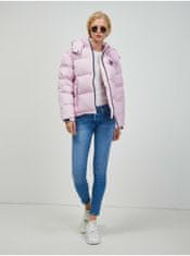 Tommy Jeans Světle růžová dámská prošívaná bunda Tommy Jeans M