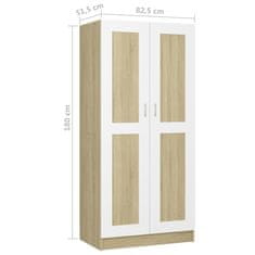 Greatstore Šatní skříň bílá a dub sonoma 82,5 x 51,5 x 180 cm dřevotříska