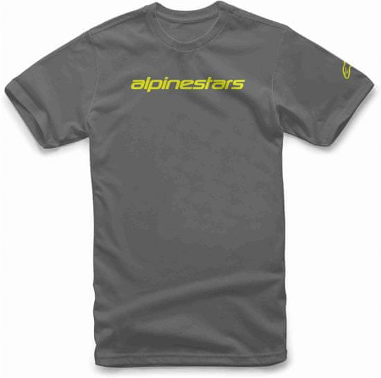 Alpinestars triko LINEAR WORDMARK charcoal/fluo žluto-šedé