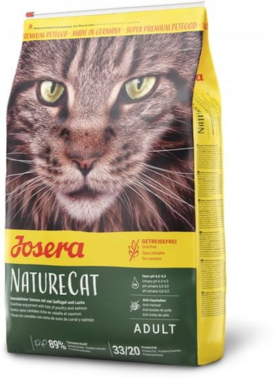 Josera NatureCat 10 kg granule pro kočky bez obilovin s drůbežím masem a lososem