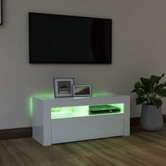 Greatstore TV skříňka s LED osvětlením bílá s vysokým leskem 90x35x40 cm