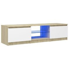 Greatstore TV skříňka s LED osvětlením bílá a dub sonoma 140x40x35,5 cm