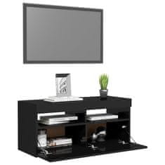 Greatstore TV skříňka s LED osvětlením černá s vysokým leskem 90x35x40 cm