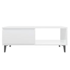 Greatstore Konferenční stolek bílý vysoký lesk 90 x 60 x 35 cm dřevotříska