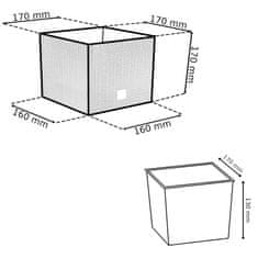 botle Sada 3x Květináčů s vložkou Ratan Antracitová barva 17 20 22 cm cm plast Trapéz Čtverec