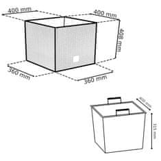 botle Sada 3x Květináčů s vložkou Ratan Antracitová barva 26 32 40 cm cm plast Trapéz Čtverec