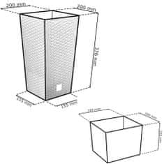 botle Květináč Ratan vzhled Moka Náměstí 20x20x37,6 cm Vysoký kapacita 11,4 L Trapéz plast