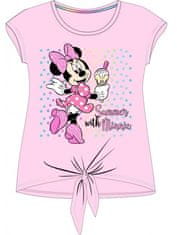E plus M Dívčí bavlněné tričko s krátkým rukávem Minnie Mouse (Disney) - sv. růžové