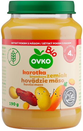 OVKO Bio karotka s bramborami a hovězím masem OVKO 190 g