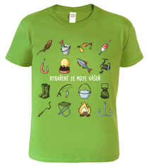 Hobbytriko Rybářské tričko - Rybáření je moje vášeň Barva: Středně zelená (16), Velikost: M